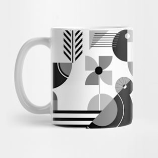 Bauhaus style birds monochrome pattern Mug